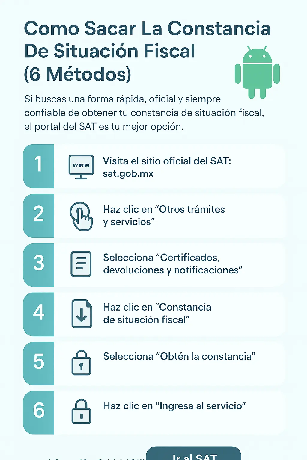 Infografía: cómo sacar la constancia de situación fiscal en el portal del SAT en 6 pasos